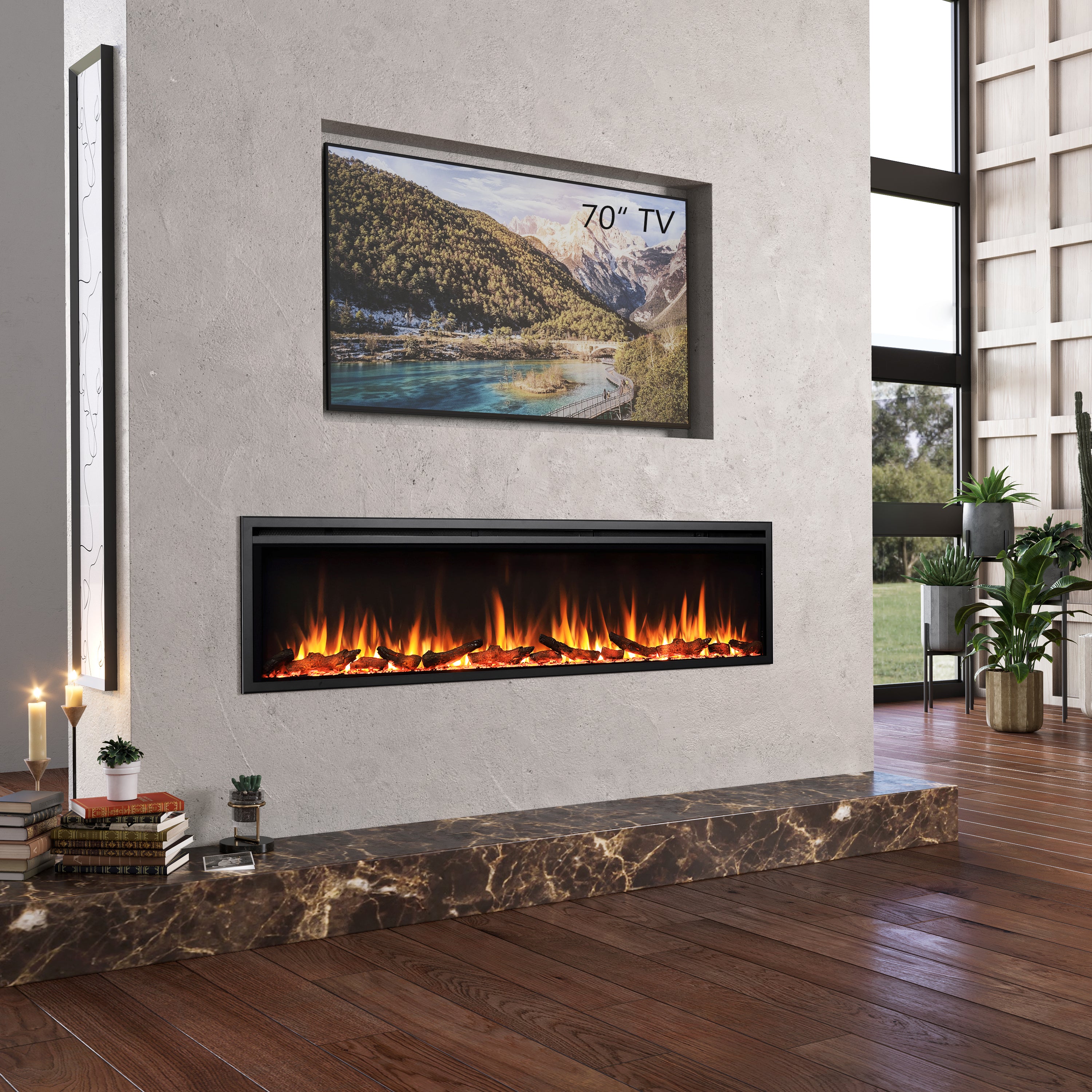 Skraut home Furniture With Electric Fireplace With 5 Levels Of Flame